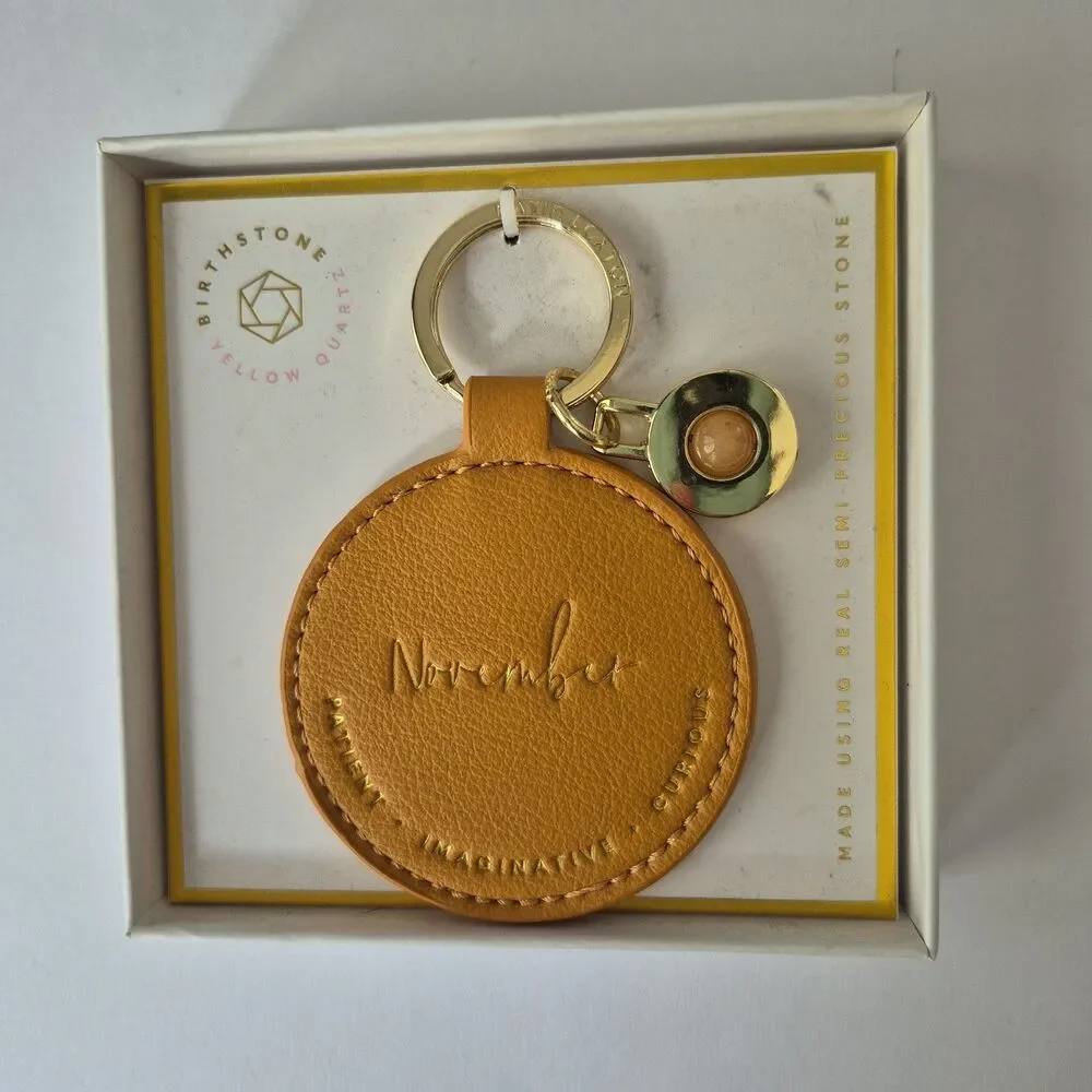 Katie Loxton November Birthstone Patient Imaginative Curious Round Keychain